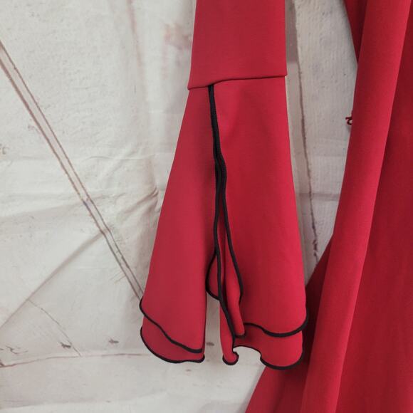 Express 3/4 Red Long Sleeve Wrap Dress Flutter Sleeves - Picture 6 of 8